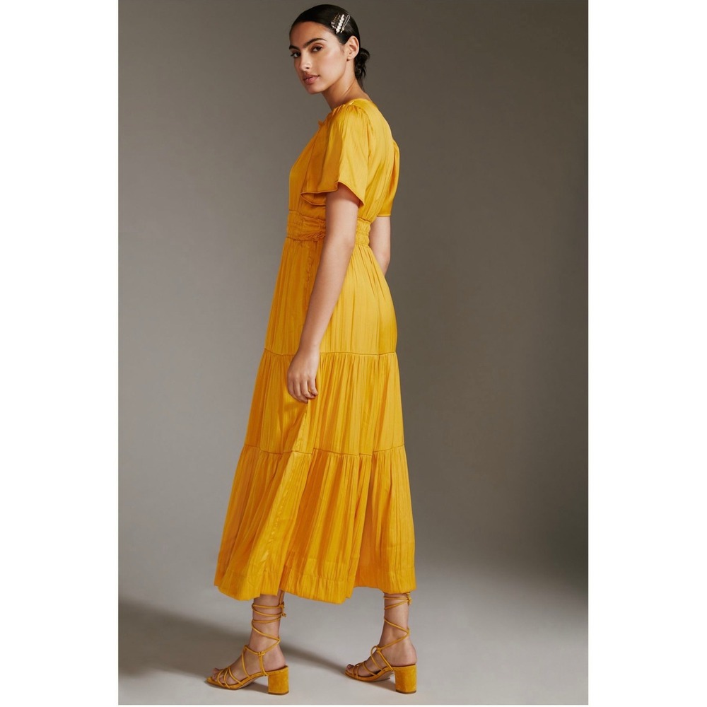 Anthropologie Somerset Maxi Dress — Mango — Size M — Silky Satin Feel - Picture 4 of 16